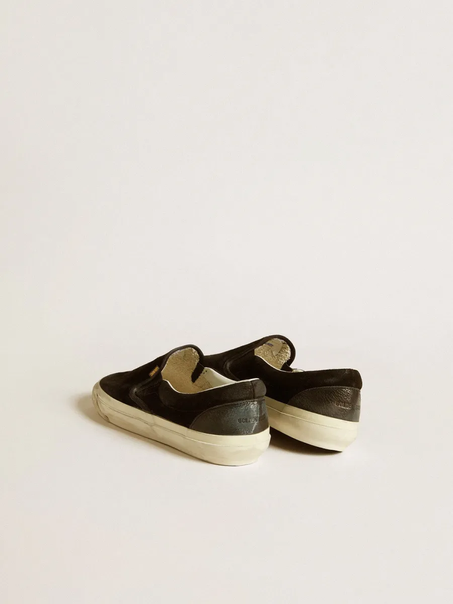 VCE Penstar Uomo in suede nero con talloncino in pelle nera