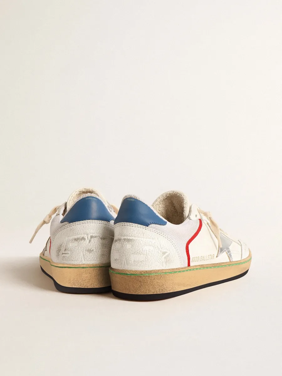 Ball Star in nappa e rete con stella in pelle laminata argento