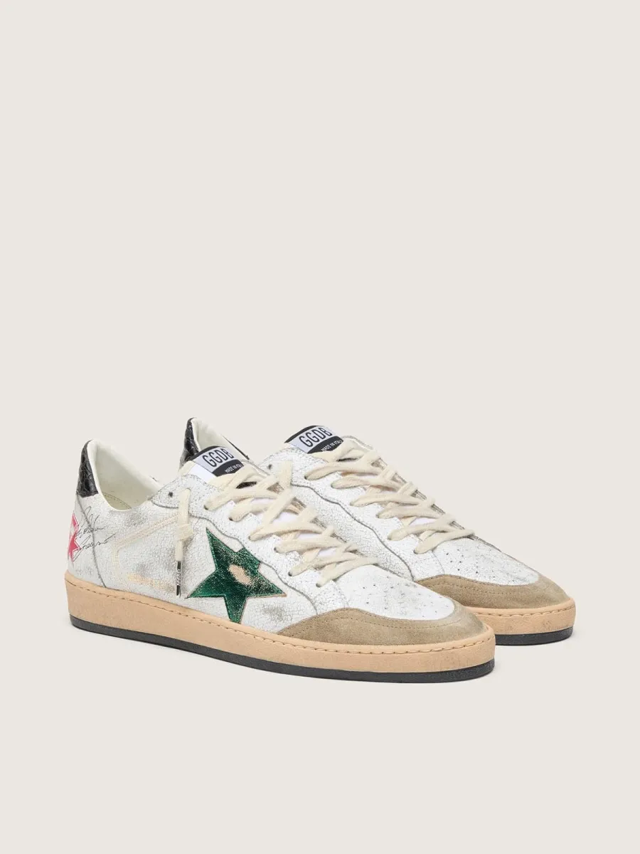 Ball Star Uomo con stella in pelle laminata e talloncino in pelle grigia