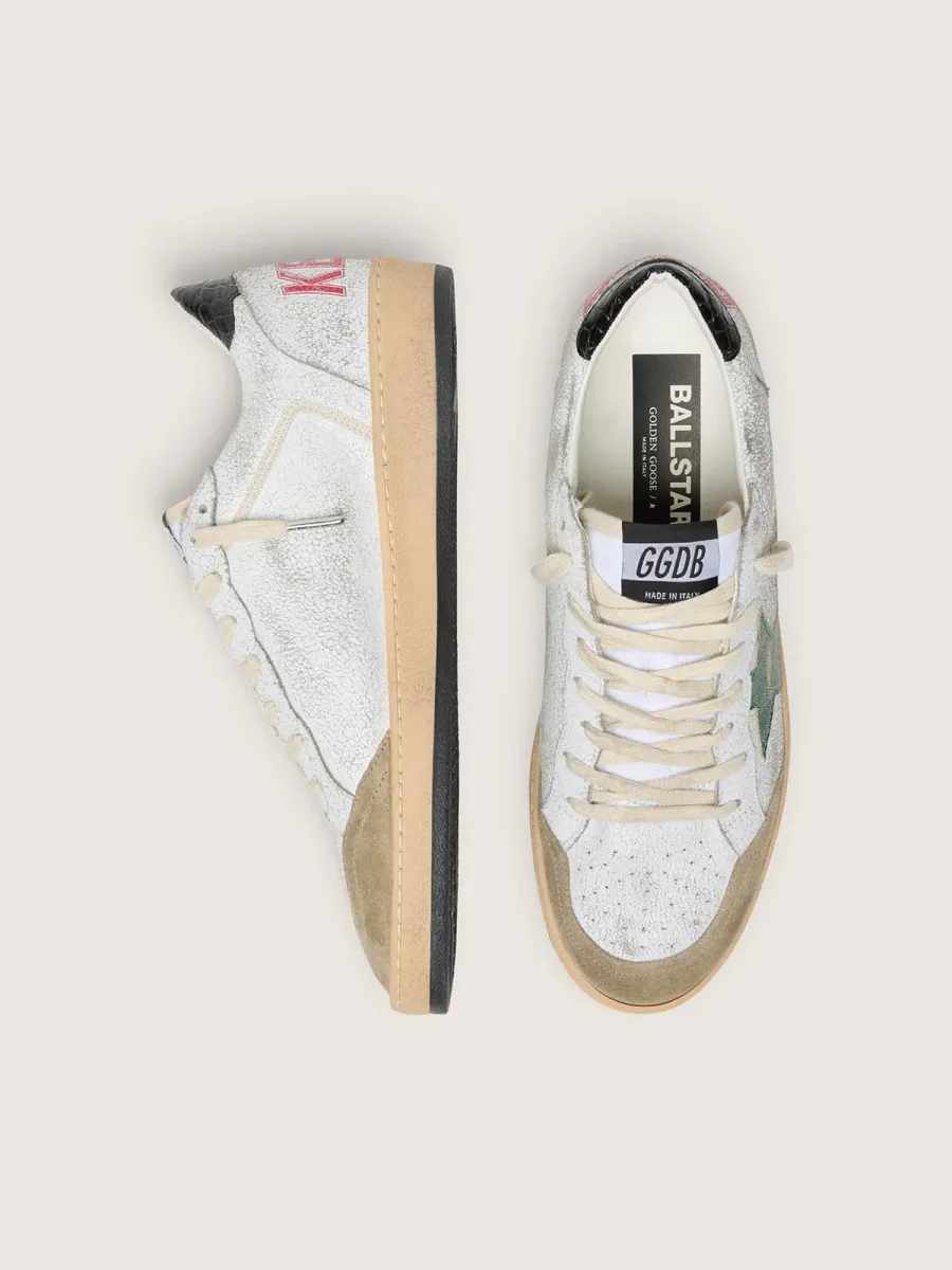 Ball Star Uomo con stella in pelle laminata e talloncino in pelle grigia