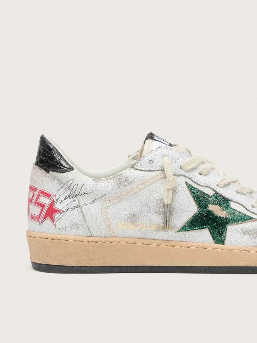 Ball Star Uomo con stella in pelle laminata e talloncino in pelle grigia