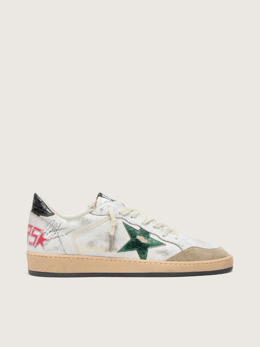 Ball Star Uomo con stella in pelle laminata e talloncino in pelle grigia