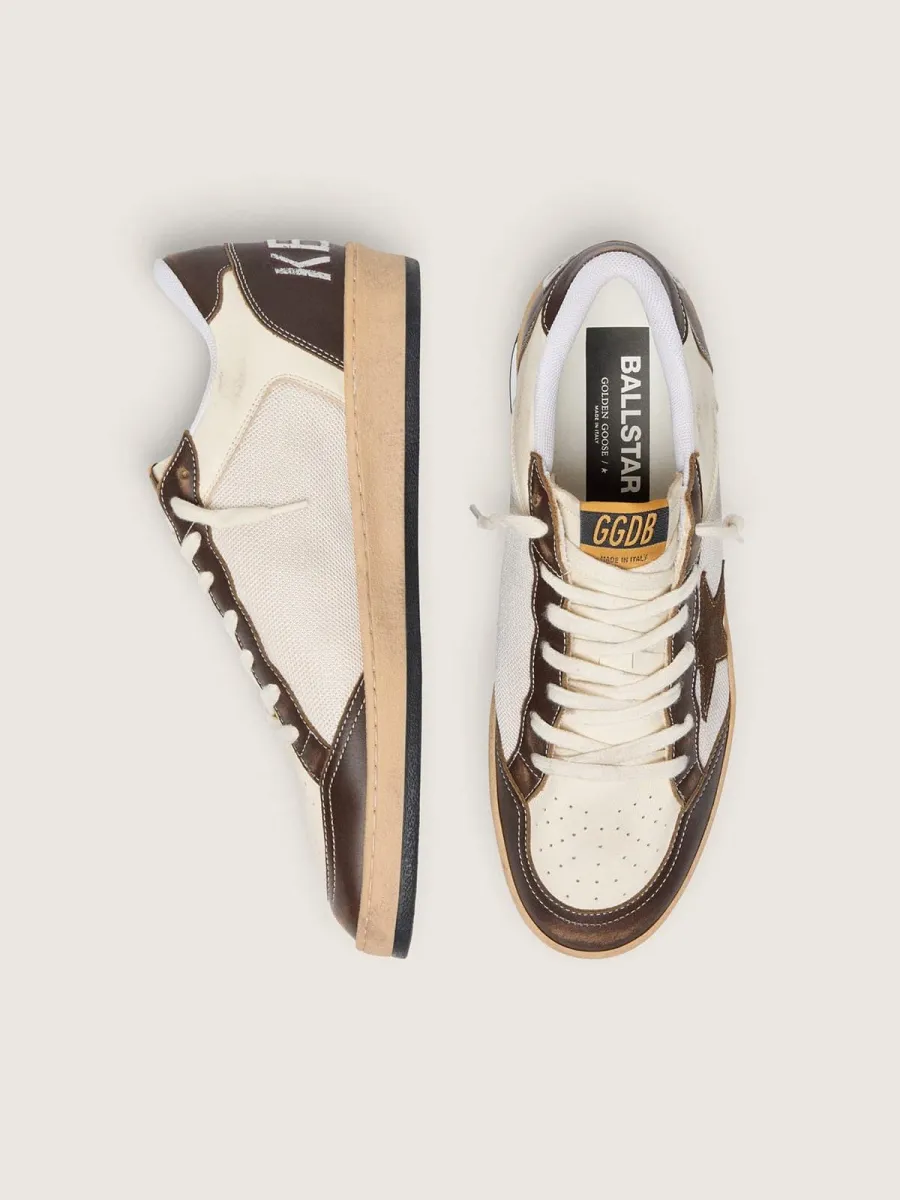Ball Star Uomo in nappa e rete con stella in suede e inserti in pelle marrone
