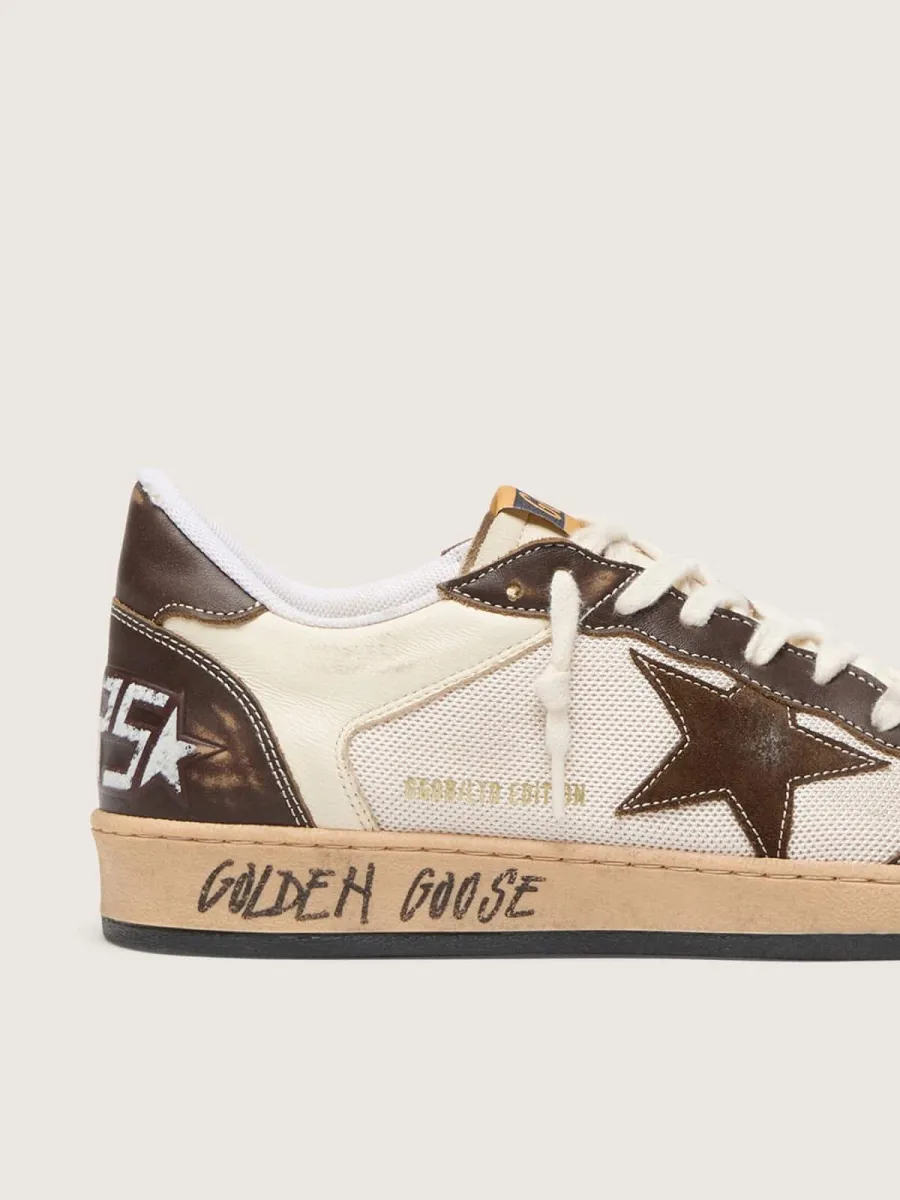 Ball Star Uomo in nappa e rete con stella in suede e inserti in pelle marrone