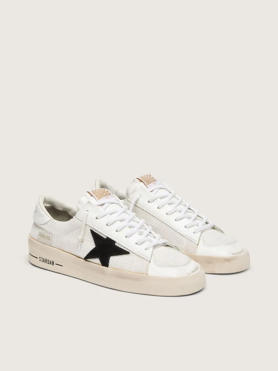Stardan Uomo in rete bianca con stella in suede nero