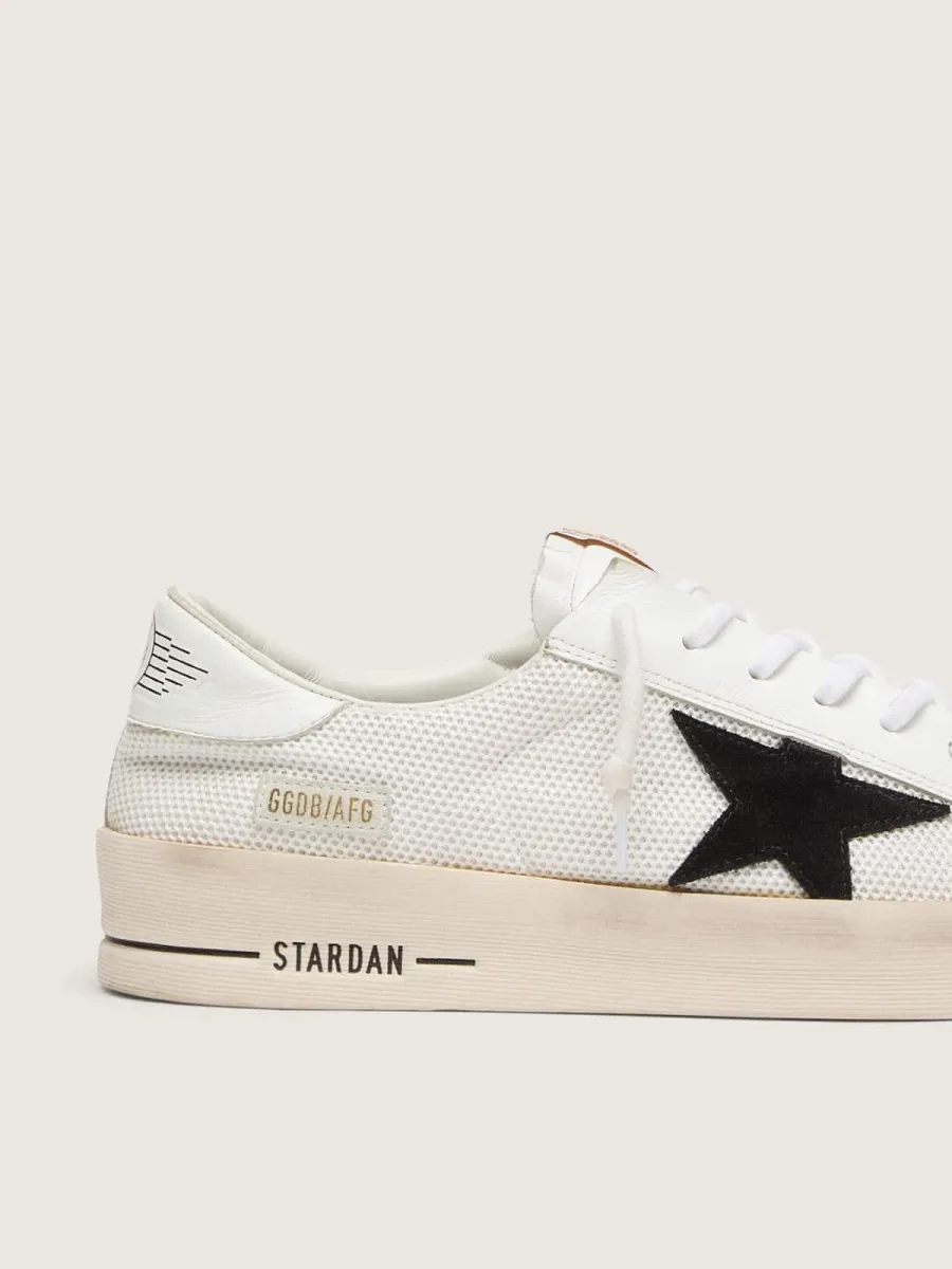 Stardan Uomo in rete bianca con stella in suede nero
