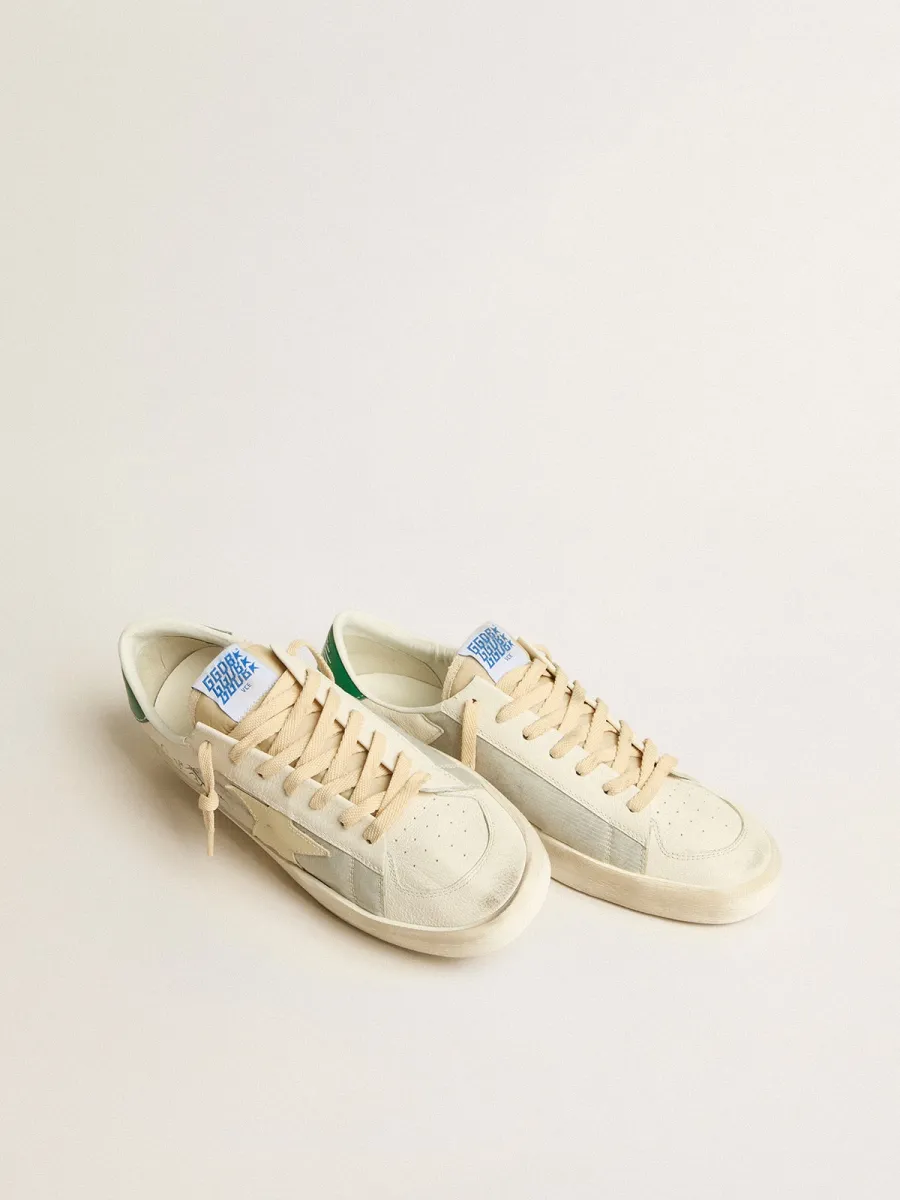Stardan in nappa bianca con stella in pelle color crema