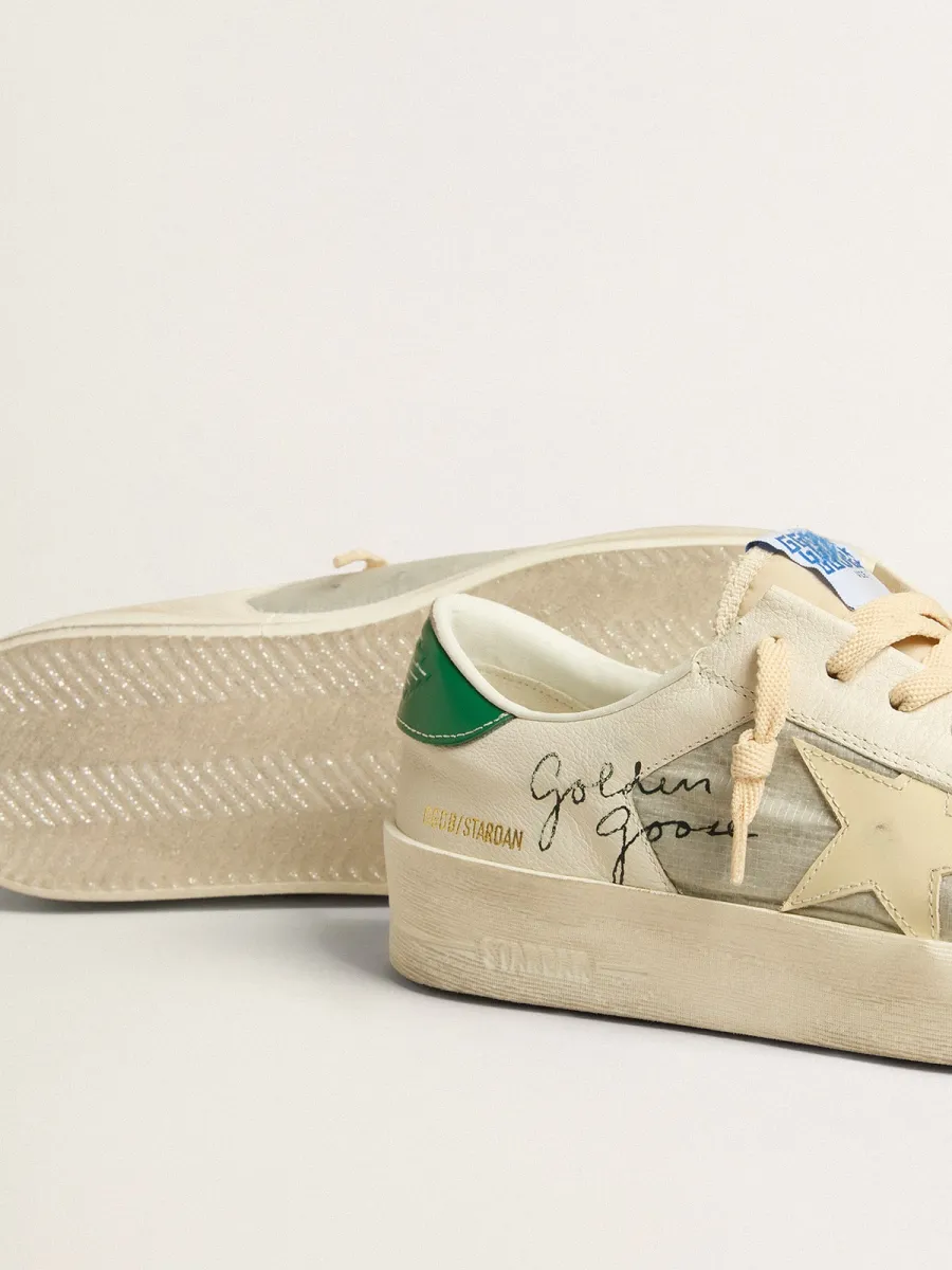 Stardan in nappa bianca con stella in pelle color crema