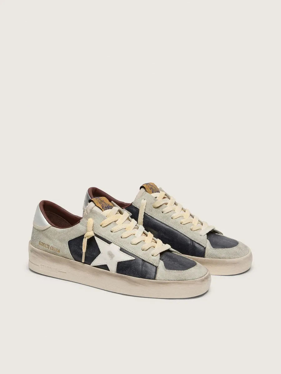 Stardan Uomo in suede e pelle con stella in pelle e talloncino laminato