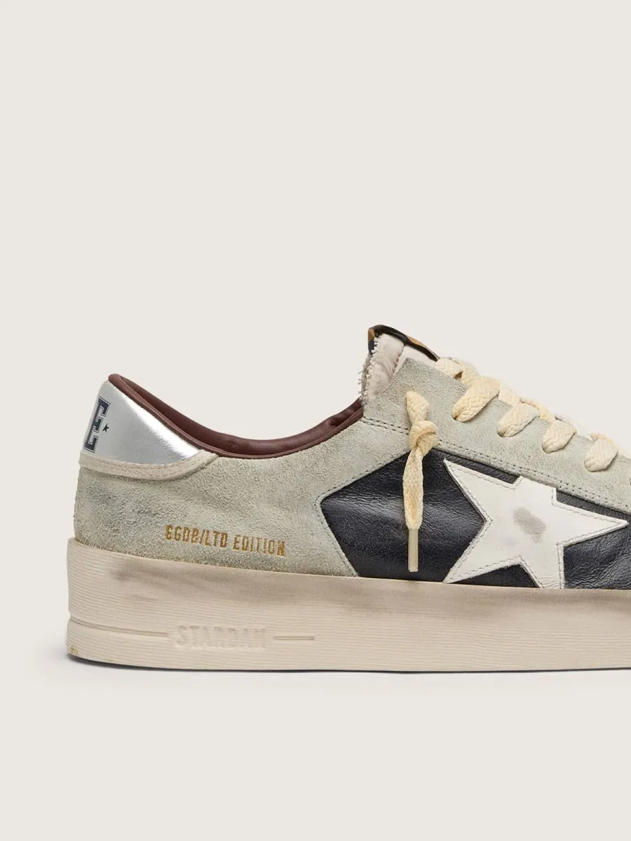 Stardan Uomo in suede e pelle con stella in pelle e talloncino laminato