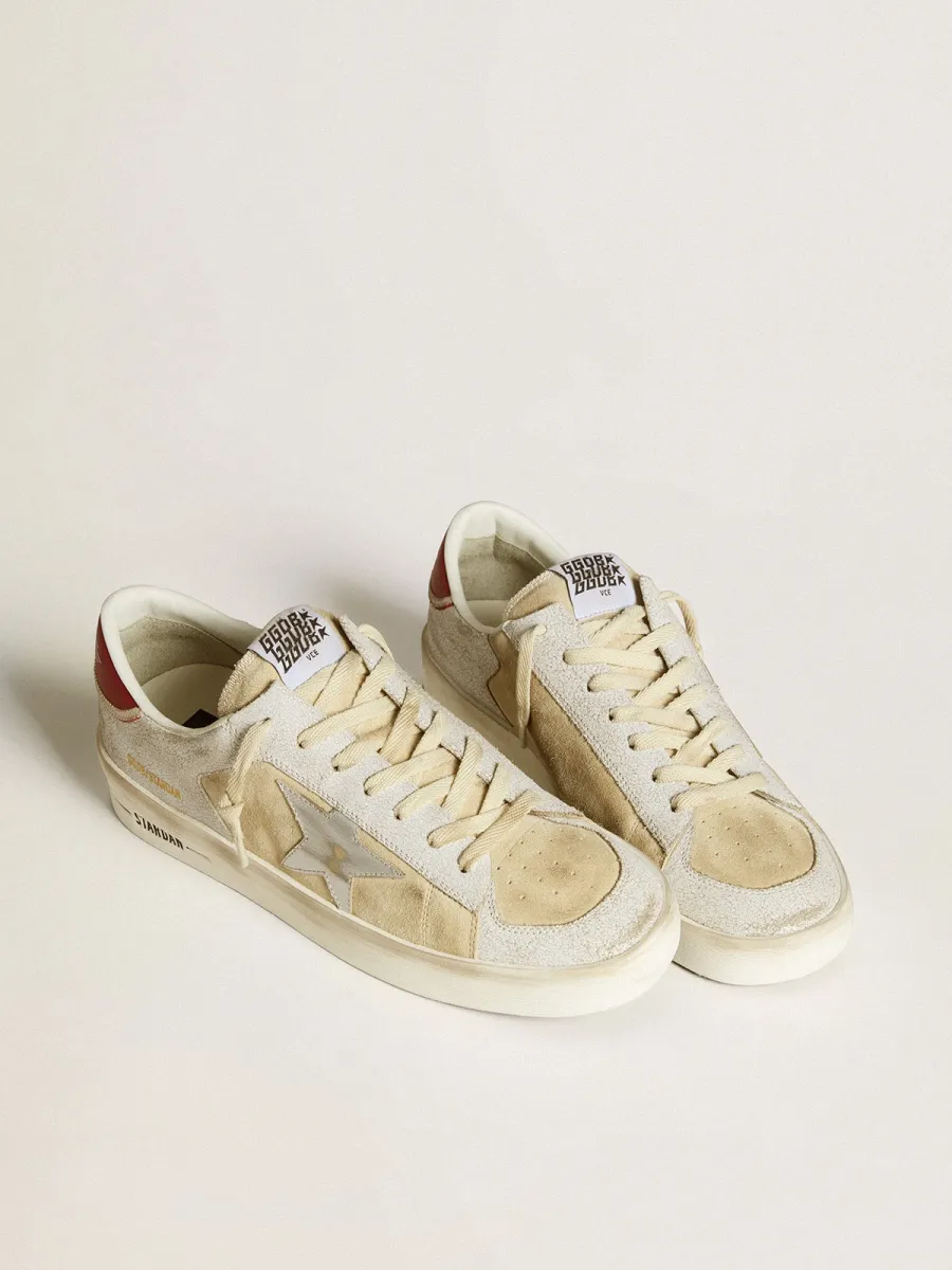 Stardan Uomo in nabuk e pelle cracklé con stella in pelle laminata argento
