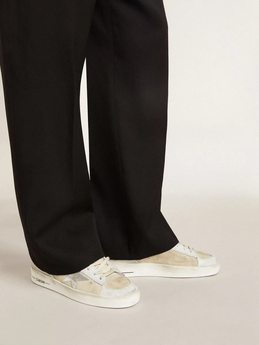 Stardan Uomo in nabuk e pelle cracklé con stella in pelle laminata argento