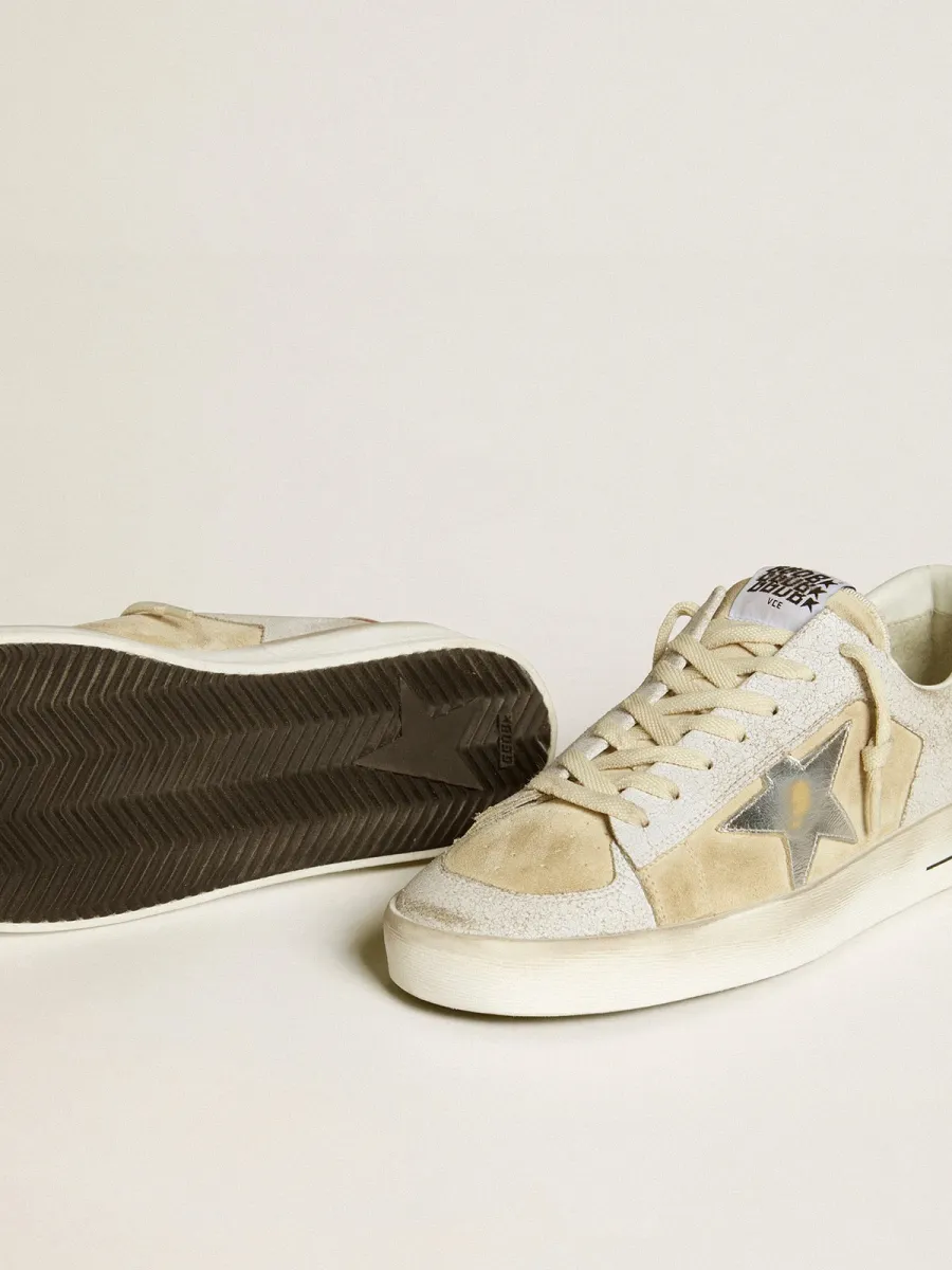 Stardan Uomo in nabuk e pelle cracklé con stella in pelle laminata argento