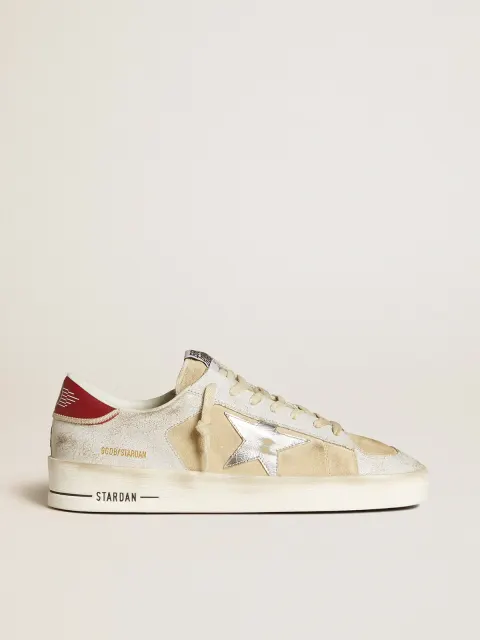 Stardan Uomo in nabuk e pelle cracklé con stella in pelle laminata argento