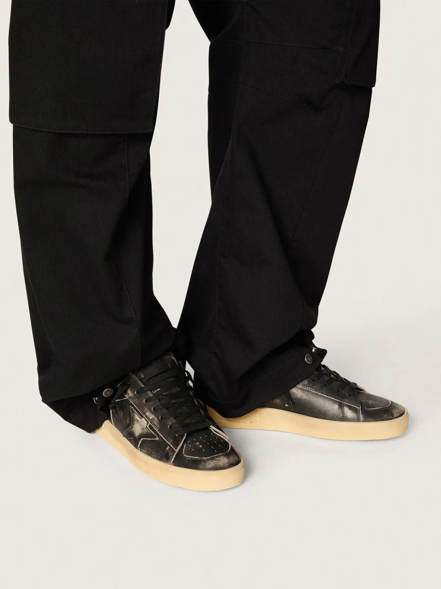 Stardan Uomo in pelle nera con stella e talloncino in pelle nera