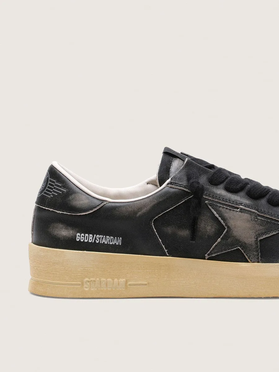 Stardan Uomo in pelle nera con stella e talloncino in pelle nera