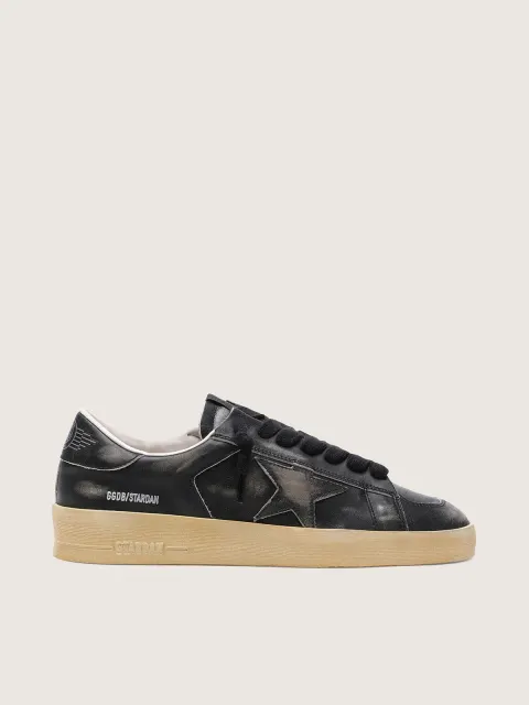 Stardan Uomo in pelle nera con stella e talloncino in pelle nera