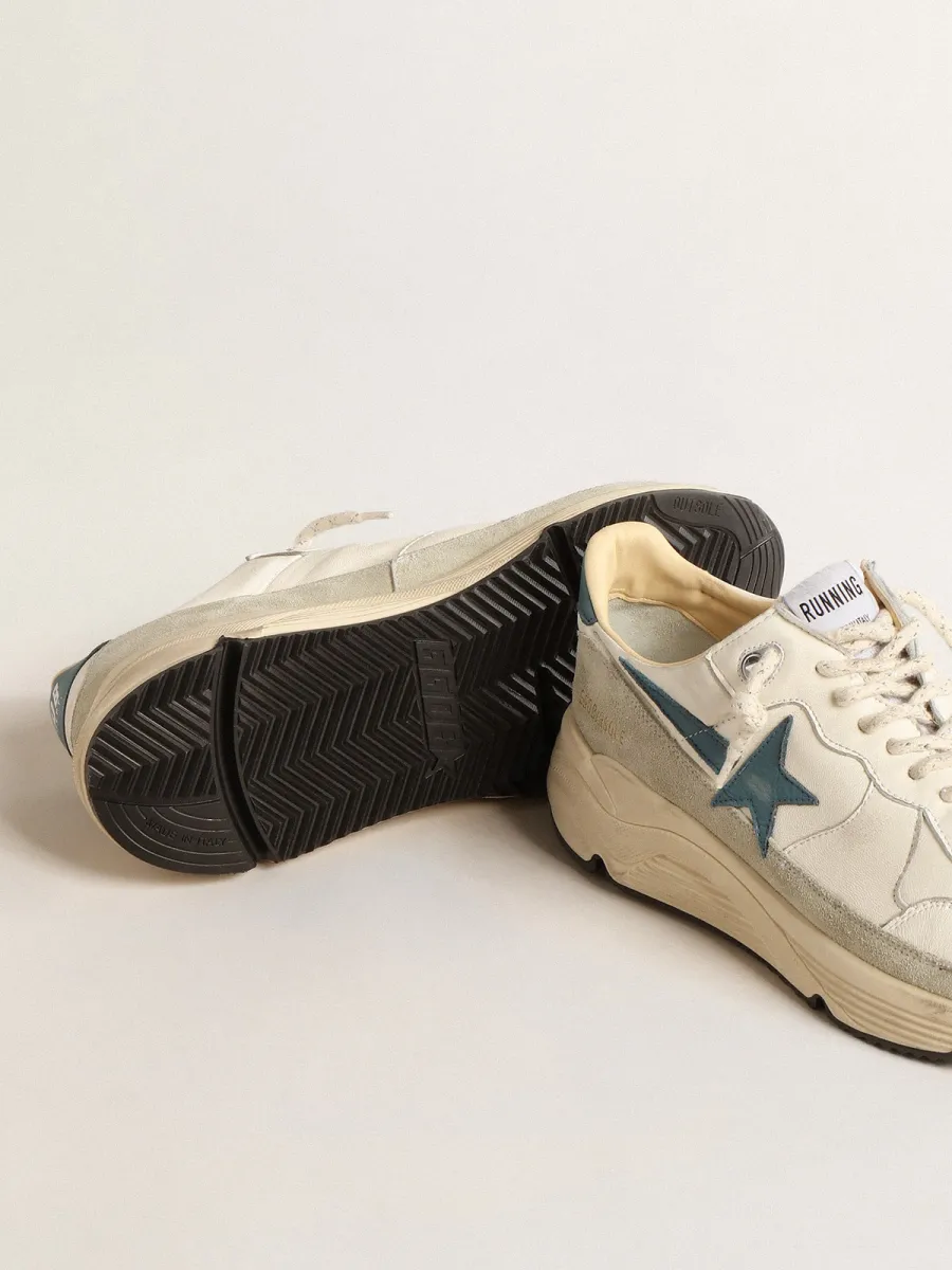 Running Sole in nappa con stella in pelle blu e inserto in suede