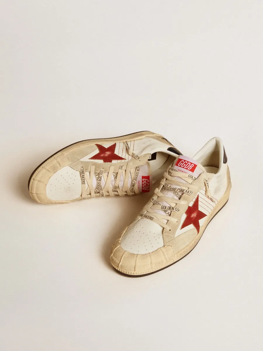 Ball Star LTD Uomo in nappa con stella in pelle rossa e talloncino in pelle