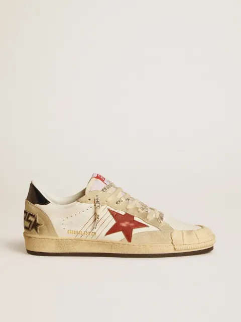 Ball Star LTD Uomo in nappa con stella in pelle rossa e talloncino in pelle