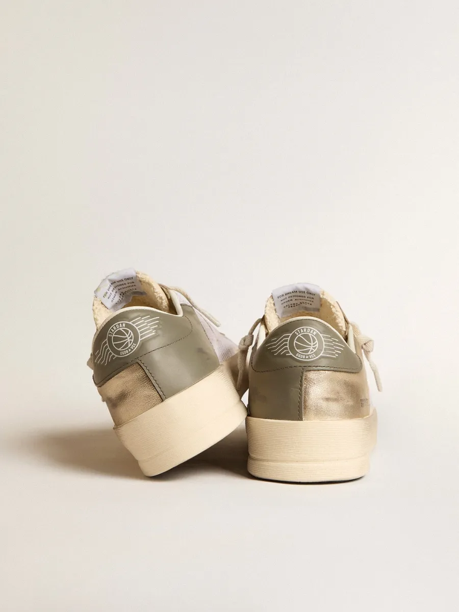 Stardan in rete bianca con stella arancione e inserti in pelle platino