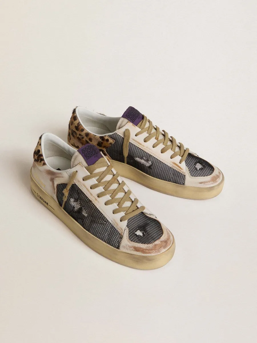 Stardan Uomo in nappa e rete con talloncino in cavallino leopardato