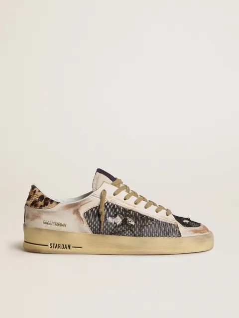 Stardan Uomo in nappa e rete con talloncino in cavallino leopardato