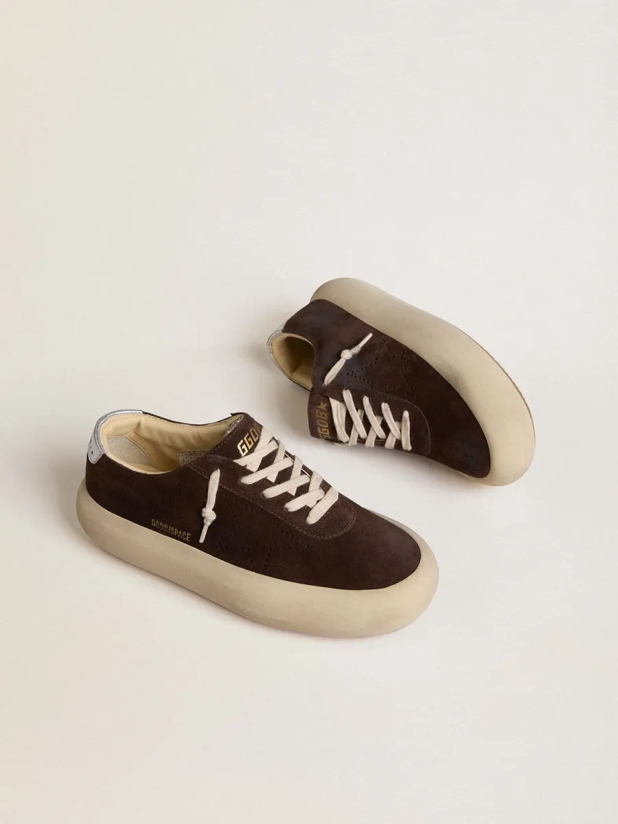 Space-Star Uomo in suede testa di moro con talloncino laminato argento