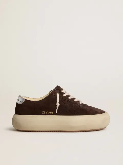 Space-Star Uomo in suede testa di moro con talloncino laminato argento
