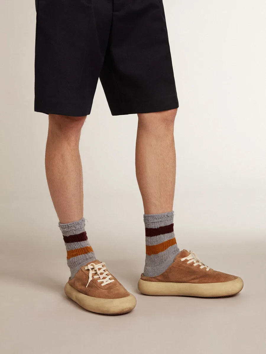 Space-Star Sabot Uomo in suede color tabacco con stella traforata