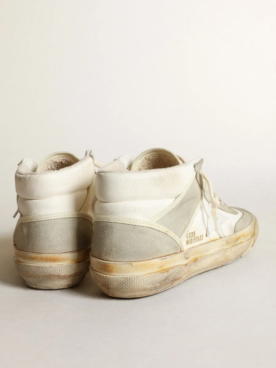 Sneaker Mid Star Uomo con inserti in suede color grigio ghiaccio e stella in pelle bianca