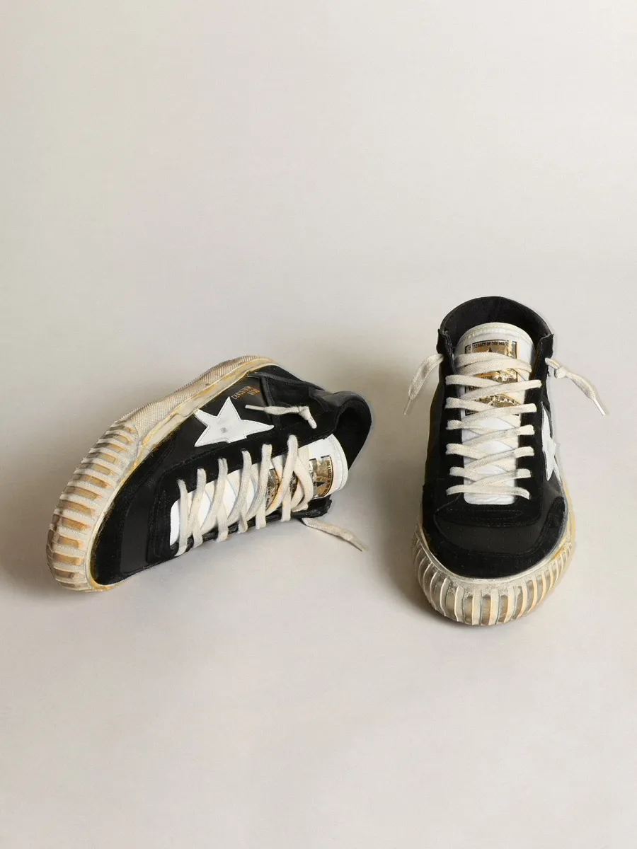 Mid Star Uomo in nappa e suede neri con stella in pelle bianca