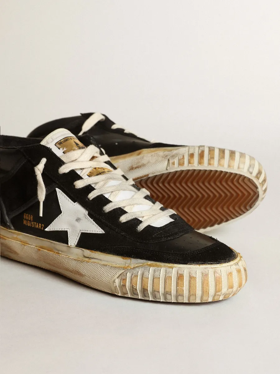 Mid Star Uomo in nappa e suede neri con stella in pelle bianca