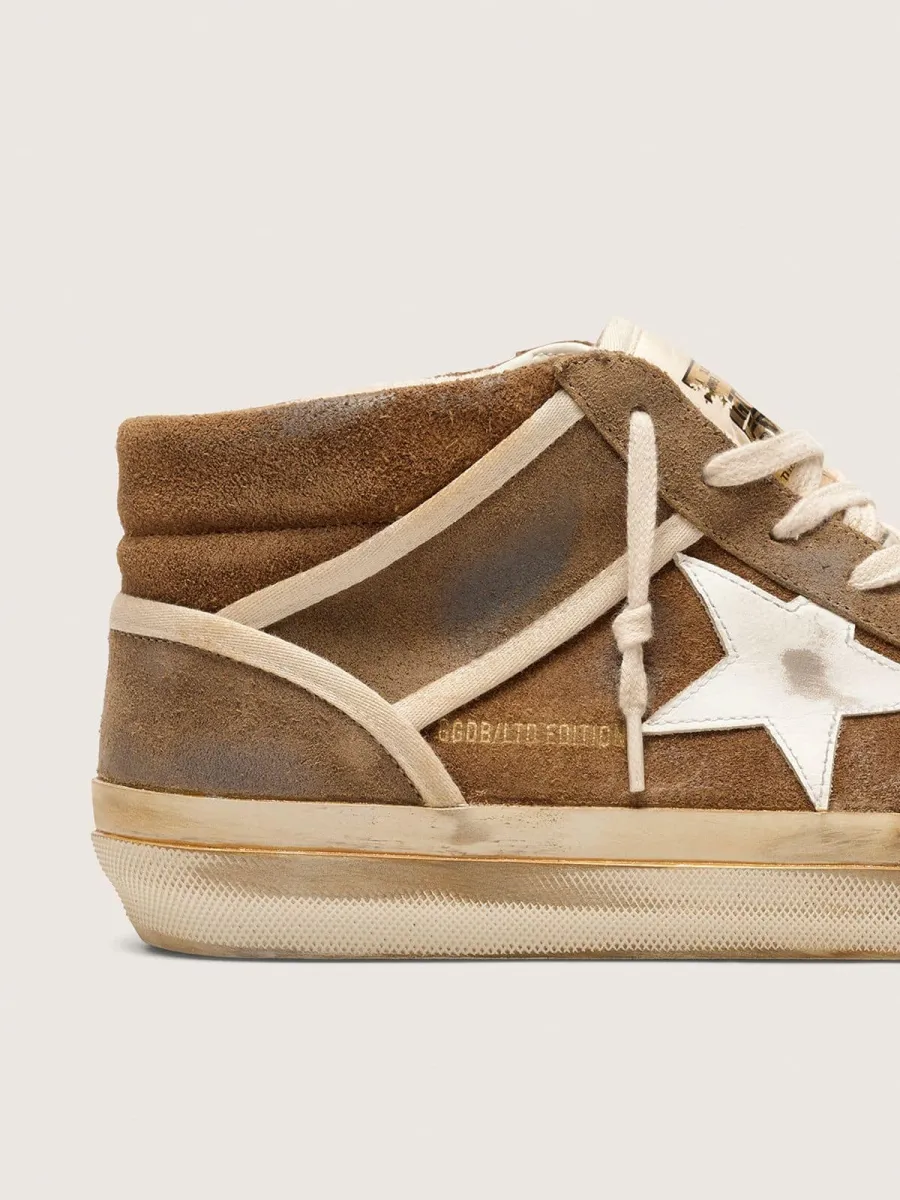 Mid Star Uomo LAB in suede color ruggine con stella in pelle bianca