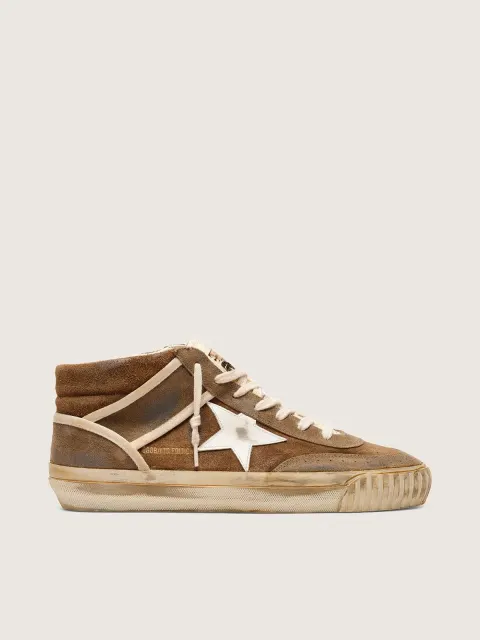 Mid Star Uomo LAB in suede color ruggine con stella in pelle bianca