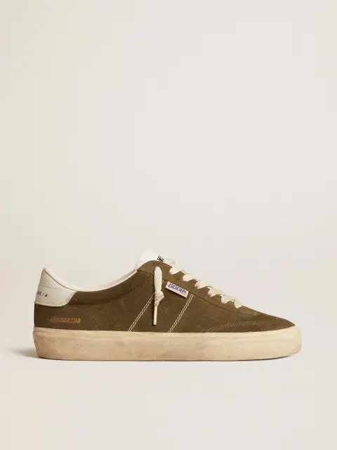 Soul Star  Uomo in suede verde con talloncino e linguetta in pelle bianca