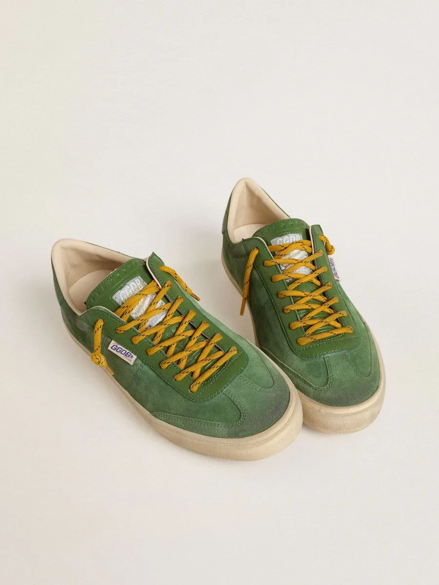 Soul Star Uomo in suede verde con talloncino in pelle verde