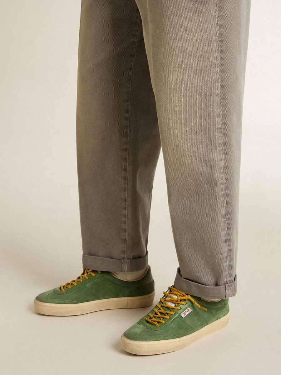 Soul Star Uomo in suede verde con talloncino in pelle verde