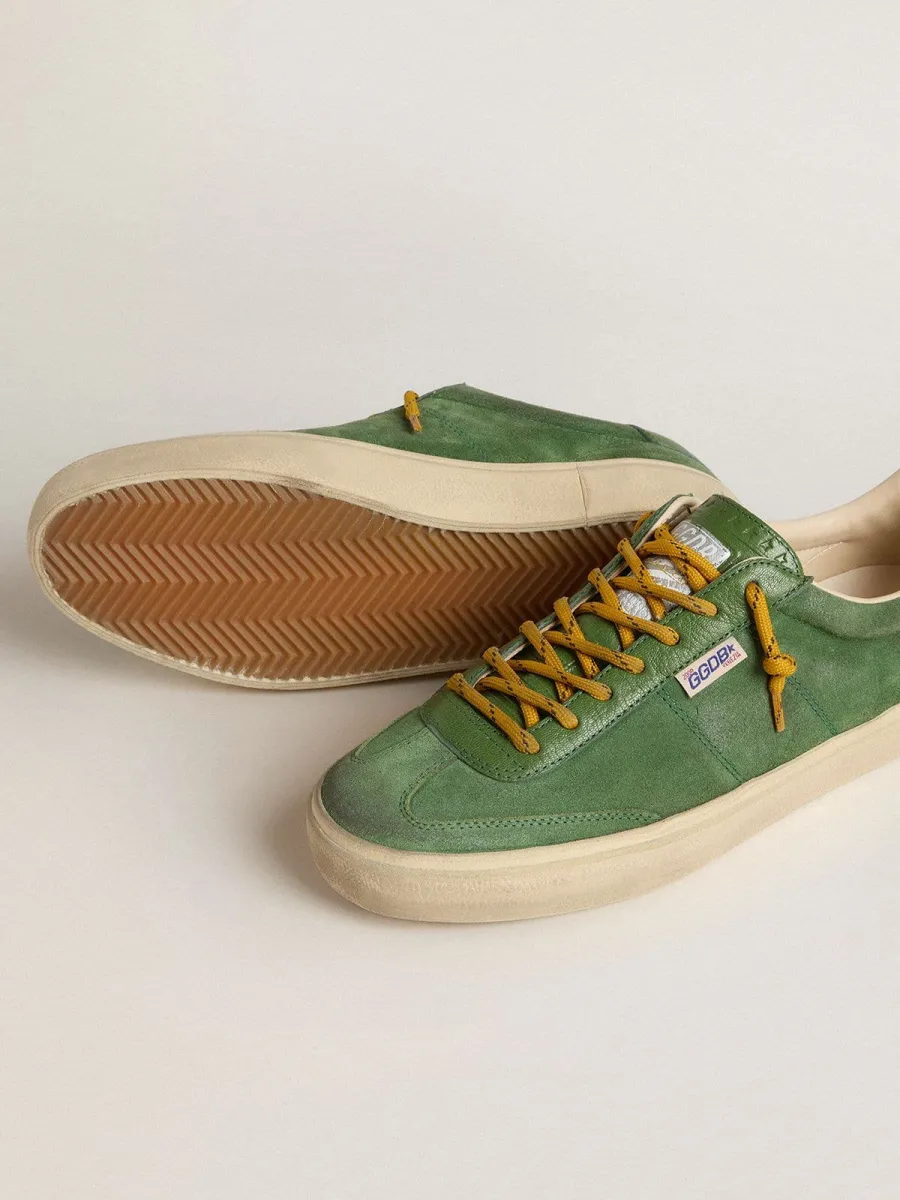 Soul Star Uomo in suede verde con talloncino in pelle verde