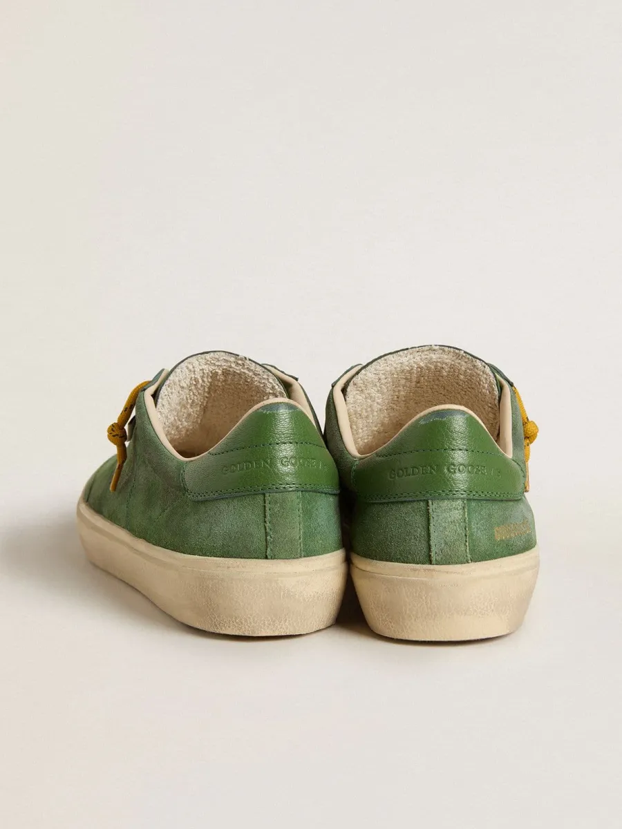 Soul Star Uomo in suede verde con talloncino in pelle verde