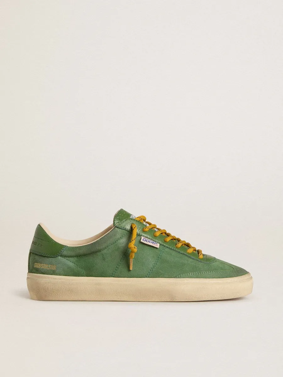 Soul Star Uomo in suede verde con talloncino in pelle verde