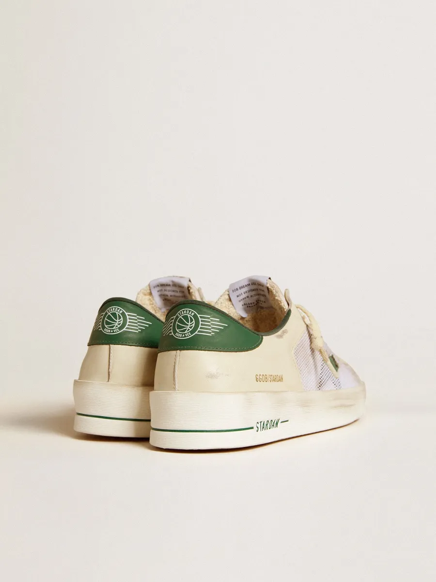 Stardan in suede e rete bianchi con stella e talloncino in pelle verde