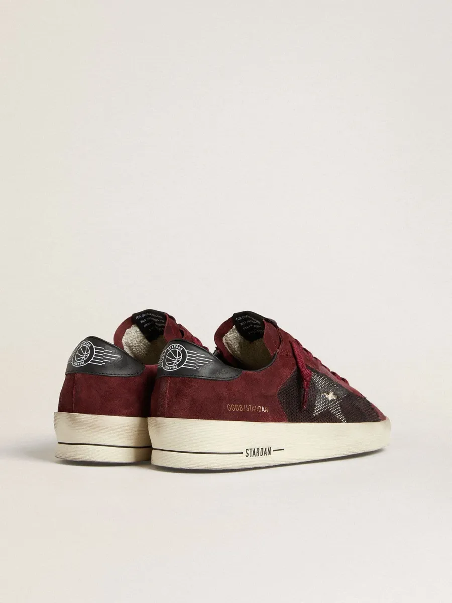 Stardan Uomo in rete nera e suede bordeaux con stella in pelle bianca