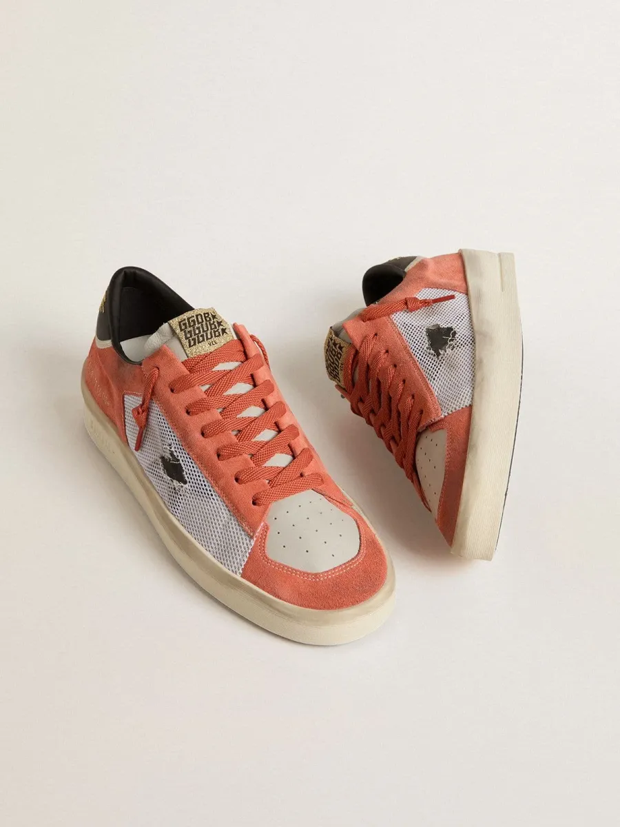 Stardan LTD in suede color corallo e rete con stella in pelle nera