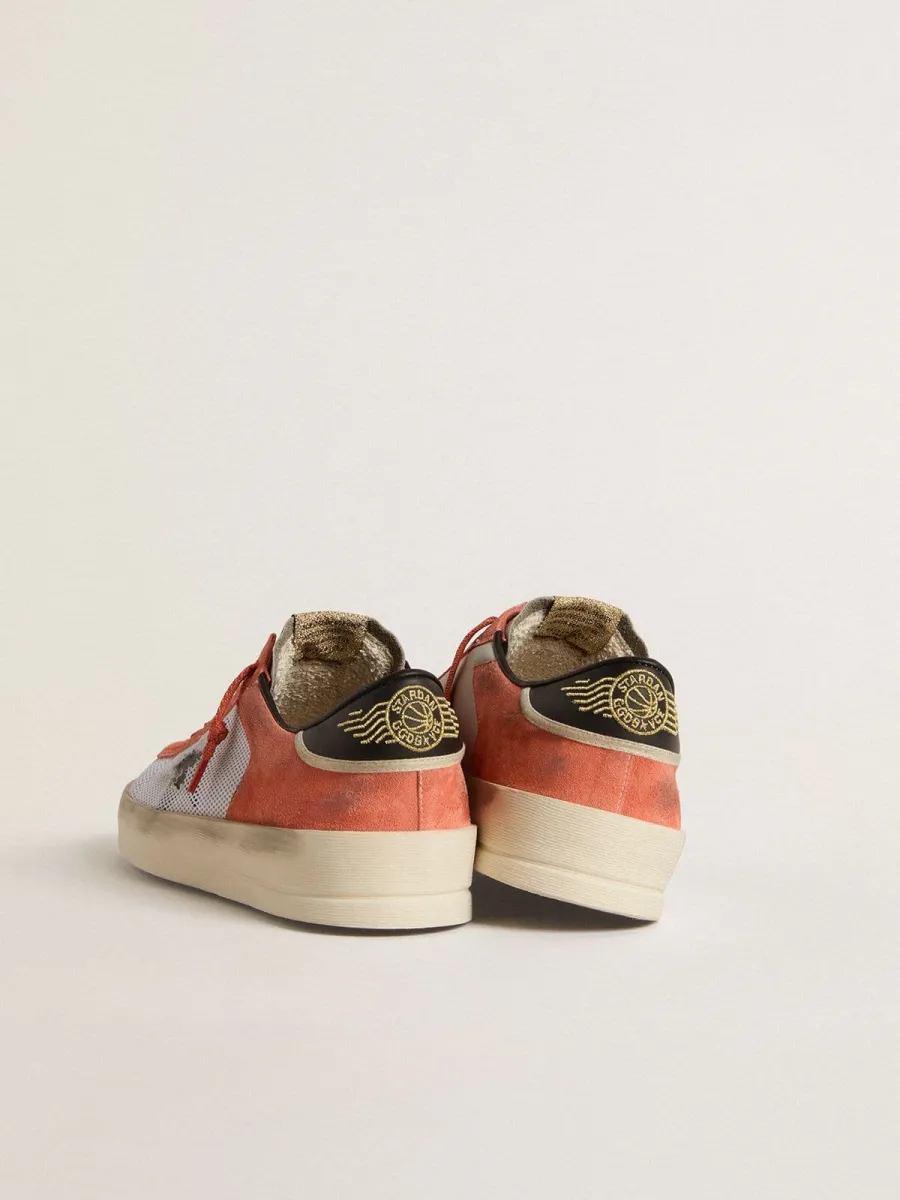 Stardan LTD in suede color corallo e rete con stella in pelle nera