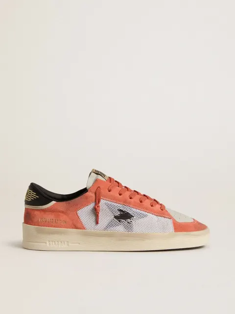 Stardan LTD in suede color corallo e rete con stella in pelle nera
