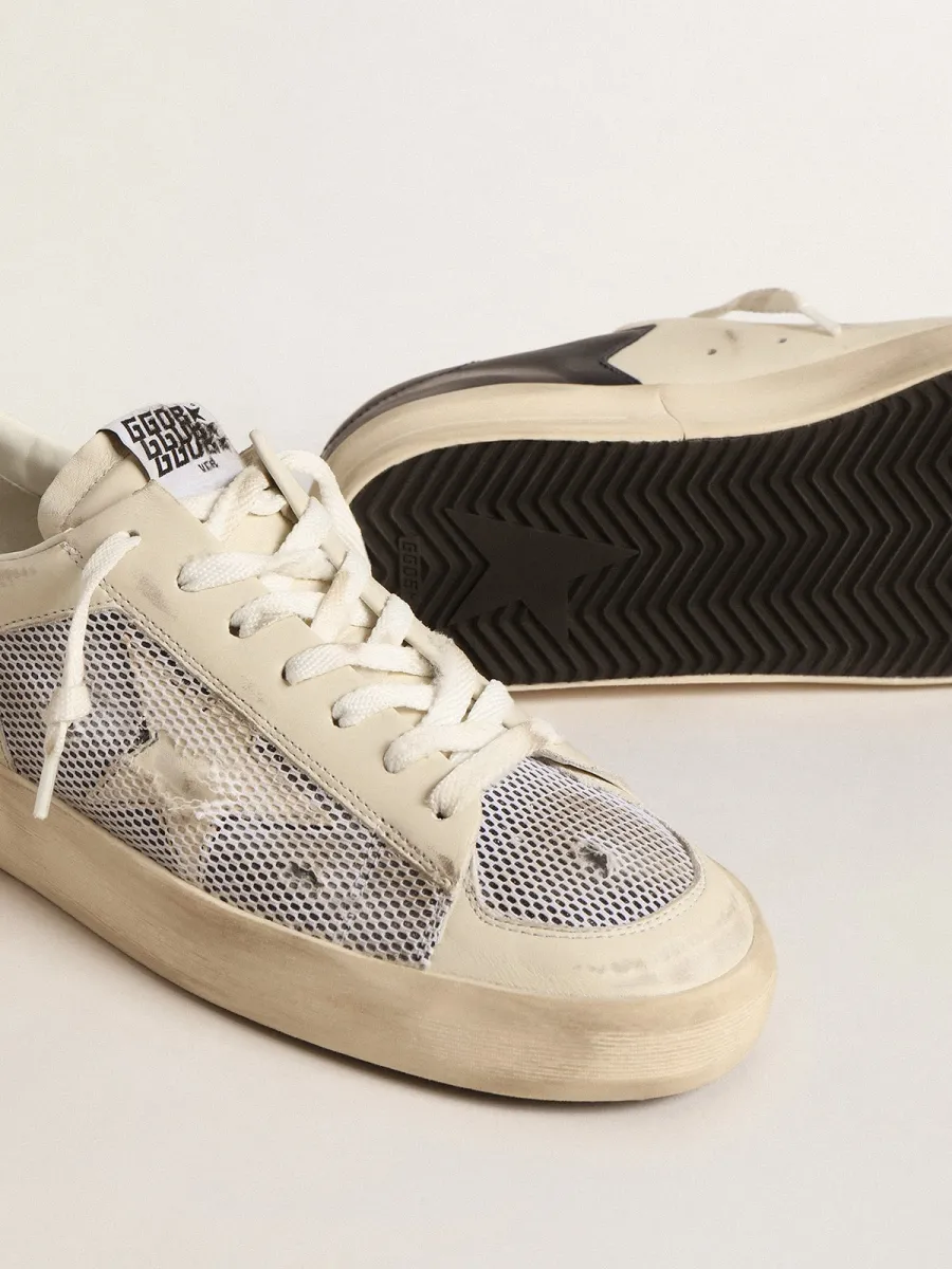 Stardan in pelle e rete bianche con stella in pelle bianca