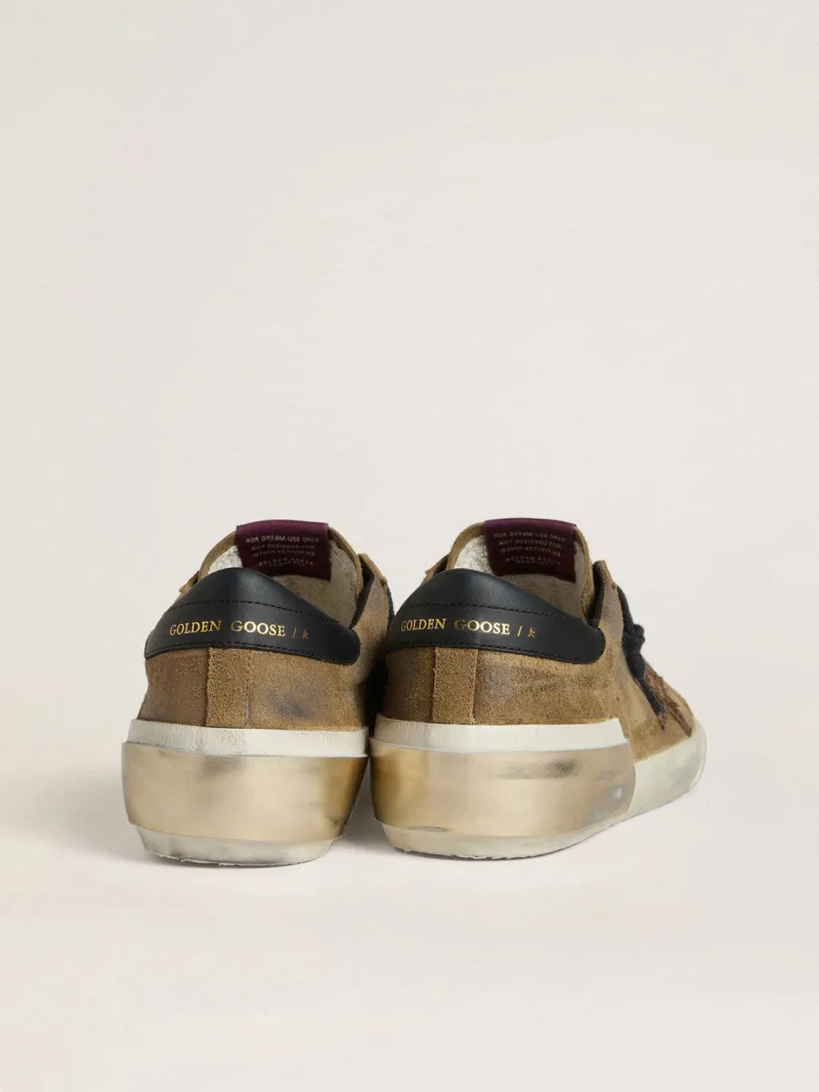 Super-Star Uomo LTD in suede cerato con stella pitonata e talloncino in nappa