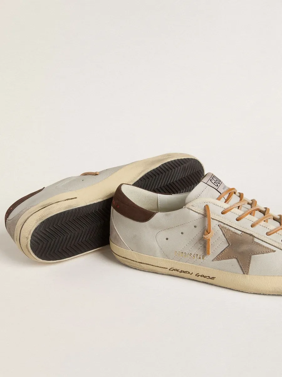 Super-Star Uomo con stella in pelle cocco color tabacco e talloncino in pelle nera