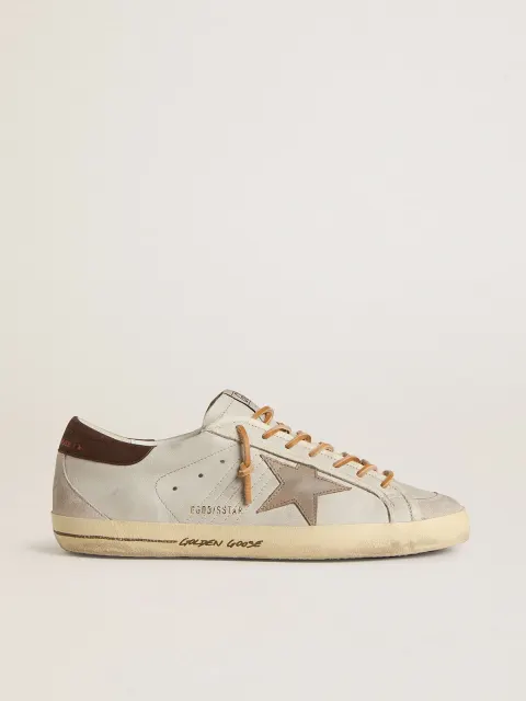 Super-Star Uomo con stella in pelle cocco color tabacco e talloncino in pelle nera